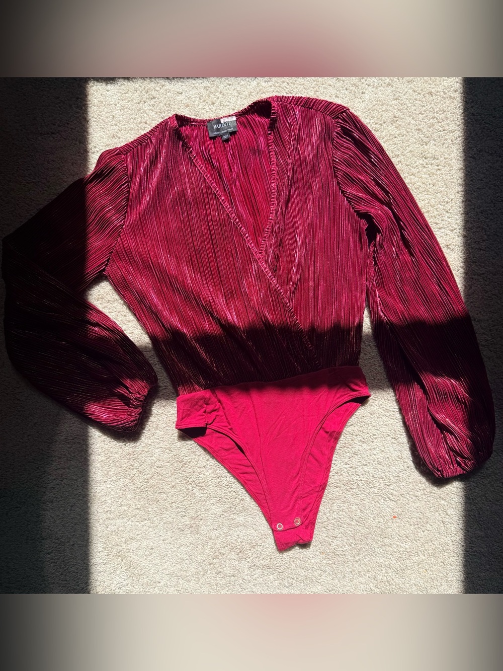 Bardot Burgundy Long-Sleeve One-Piece Bodysuit